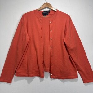 Country Shop Merino Wool 2 Piece Sweater Womens Sz XL Orange Italy Grandma